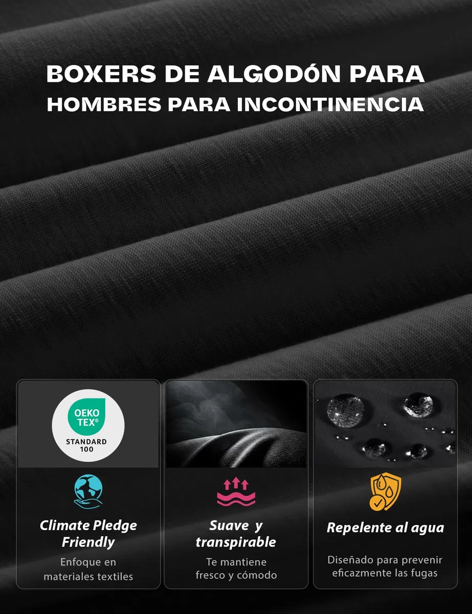 Carer Pack de 3 Boxers para Incontinencia Hombre 100 ml Capacidad de Absorción Algodón Ropa Interior Ligeros Lavables y Reutilizables para Pérdidas de Orina Talla XXL