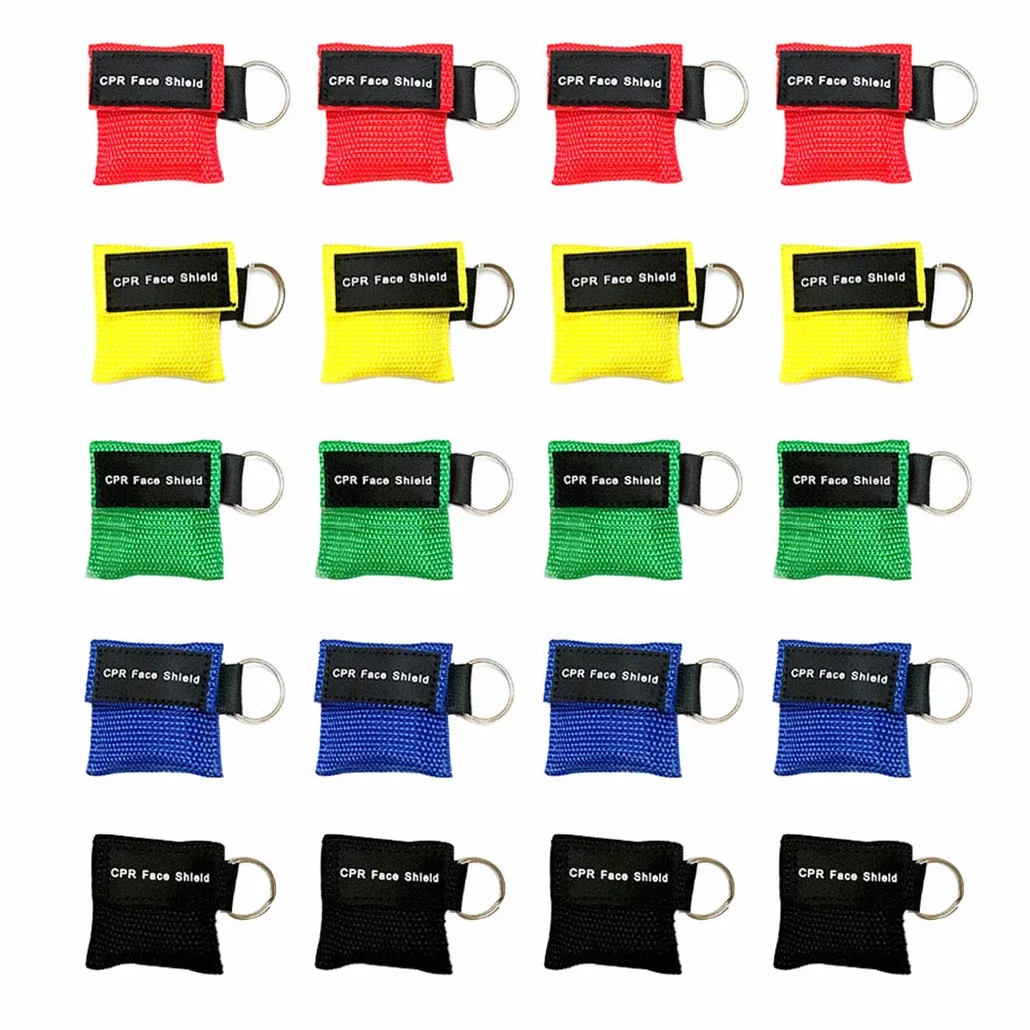 CPR Face Shield Mask Keychain Kit, Emergency desechable Face Shields Máscara de Bolsillo para Primeros Auxilios, 20pcs