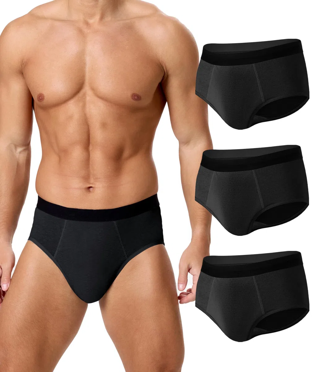 Calzoncillos Incontinencia Hombre 3 Pack, Calzoncillos per Incontinenza in Algodón Lavabile con Assorbente 150ml di Volume di Urina, Mutande Riutilizzabili a Prova di Perdite(Negro, XL)