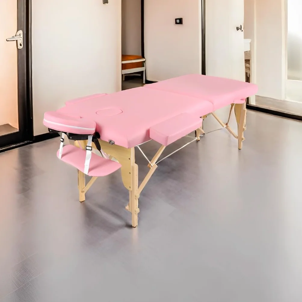 Mesa de Masaje Plegable Camilla de Madera 2 Zonas Portatil para Fisioterapia Tatuaje SPA