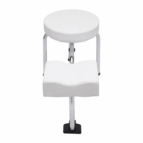 Taburete de Pedicura 2 en 1 con Reposapiés Ajustable, Almohadilla de PVC para Salón de Belleza