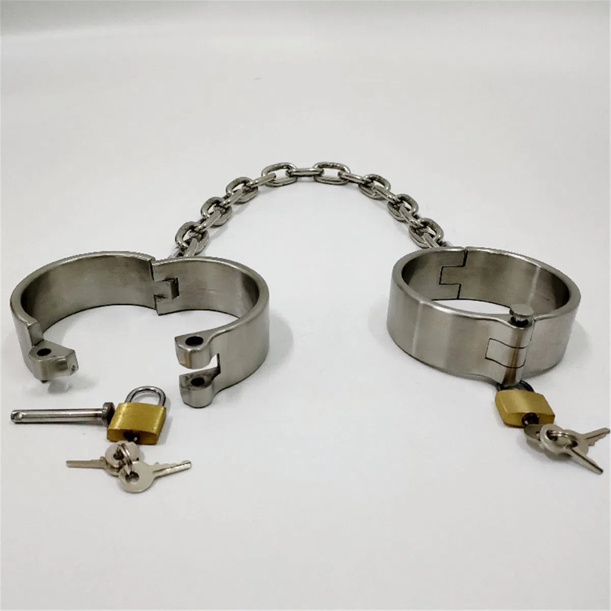 Collar de acero BDSM con cerradura, esposas y tobillos sexuales - Juego de bondage intenso for hombres, mujeres y parejas(Fußfesseln,Frauen)