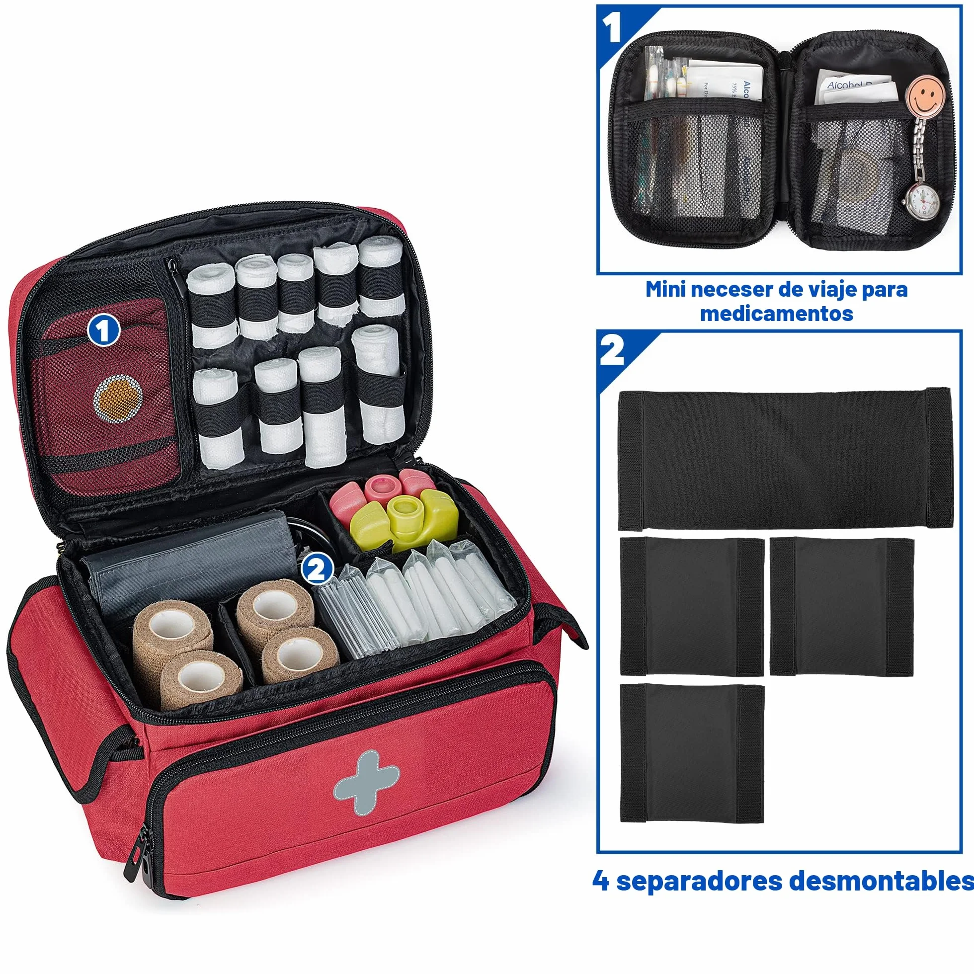 CURMIO Bolso pequeño de primeros auxilios vacío, organizador kit familiar para viajes y hogar