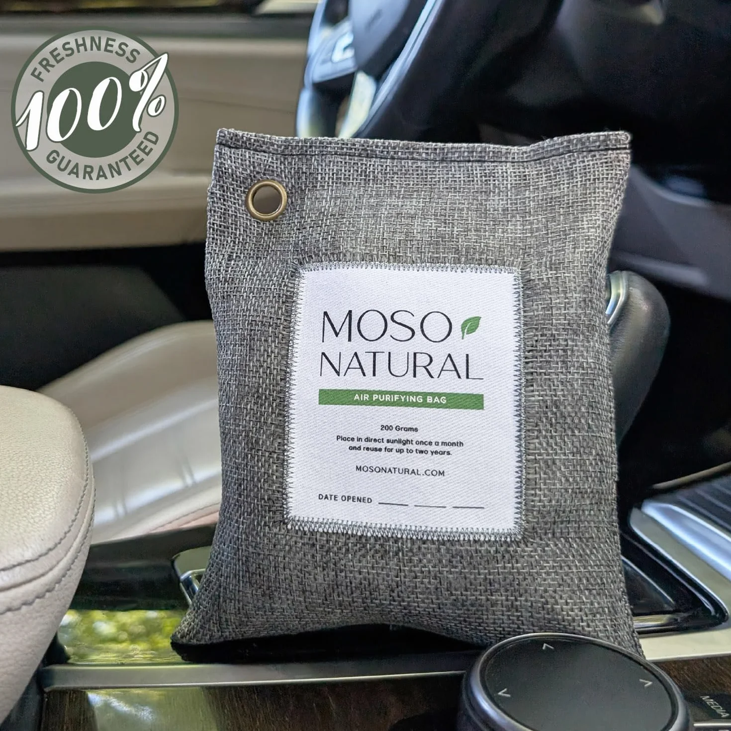Moso Natural Bolsa purificadora de aire de 200 g (paquete de 3) absorbente de olores de carbón de bambú para el hogar y el automóvil, eliminador de olores de armario, desodorante de habitación pequeña