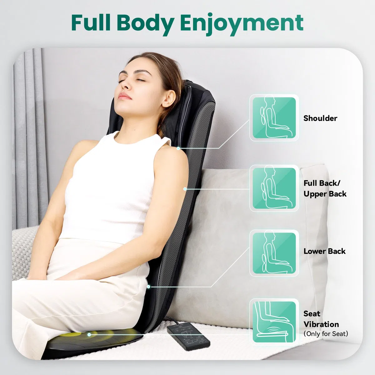 Snailax Asiento de Masaje Shiatsu Mejorado para Masaje de Cuello y Espalda, almohada de masaje para espalda/cuello/hombros, masajeador de espalda con masaje vibratorio, regalo para hombres y mujeres