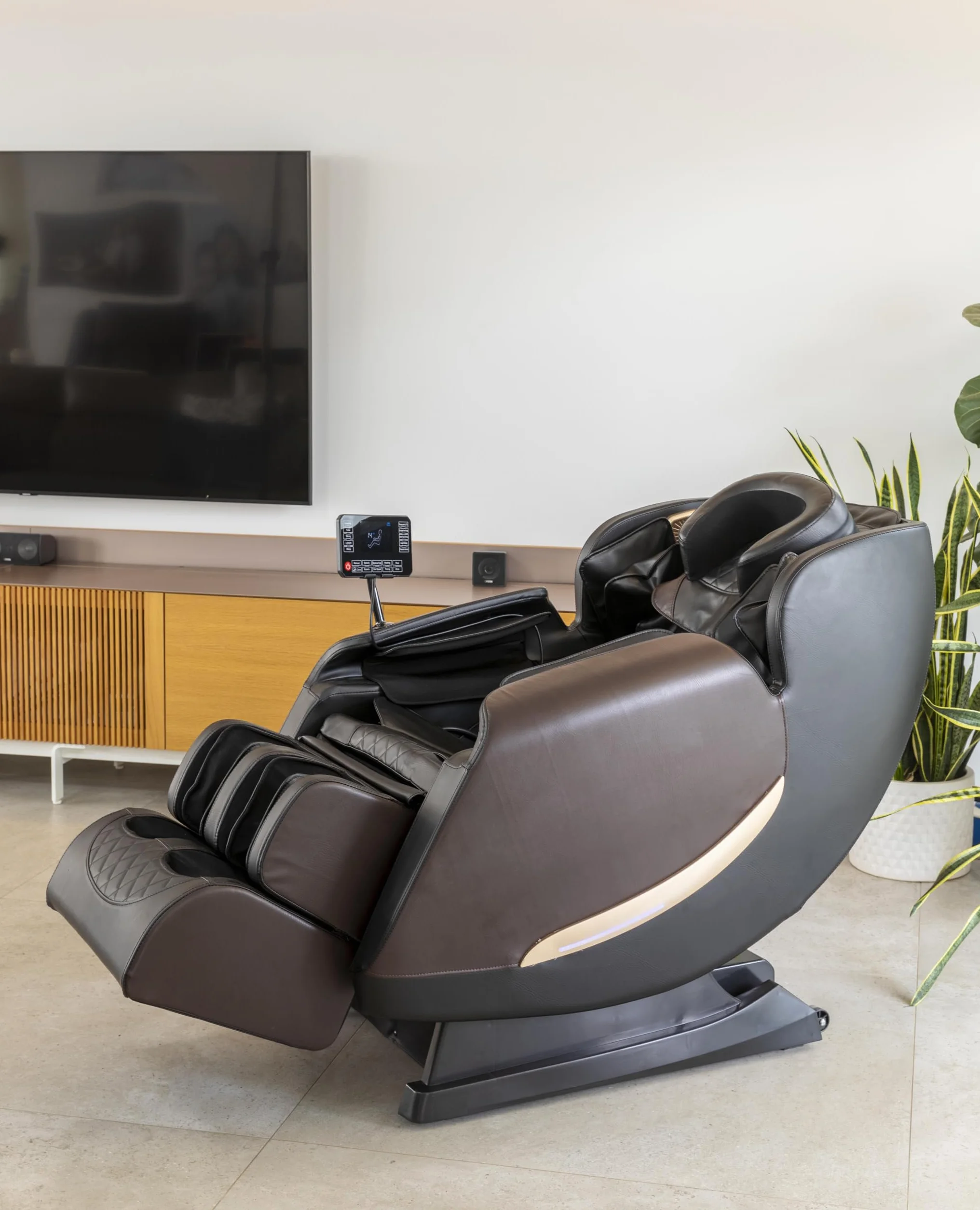 Sillón de Masaje Eléctrico Gravedad Cero 3 Niveles Bluetooth Música Presoterapia Calor Control Digital Reclinable Polipiel Metal