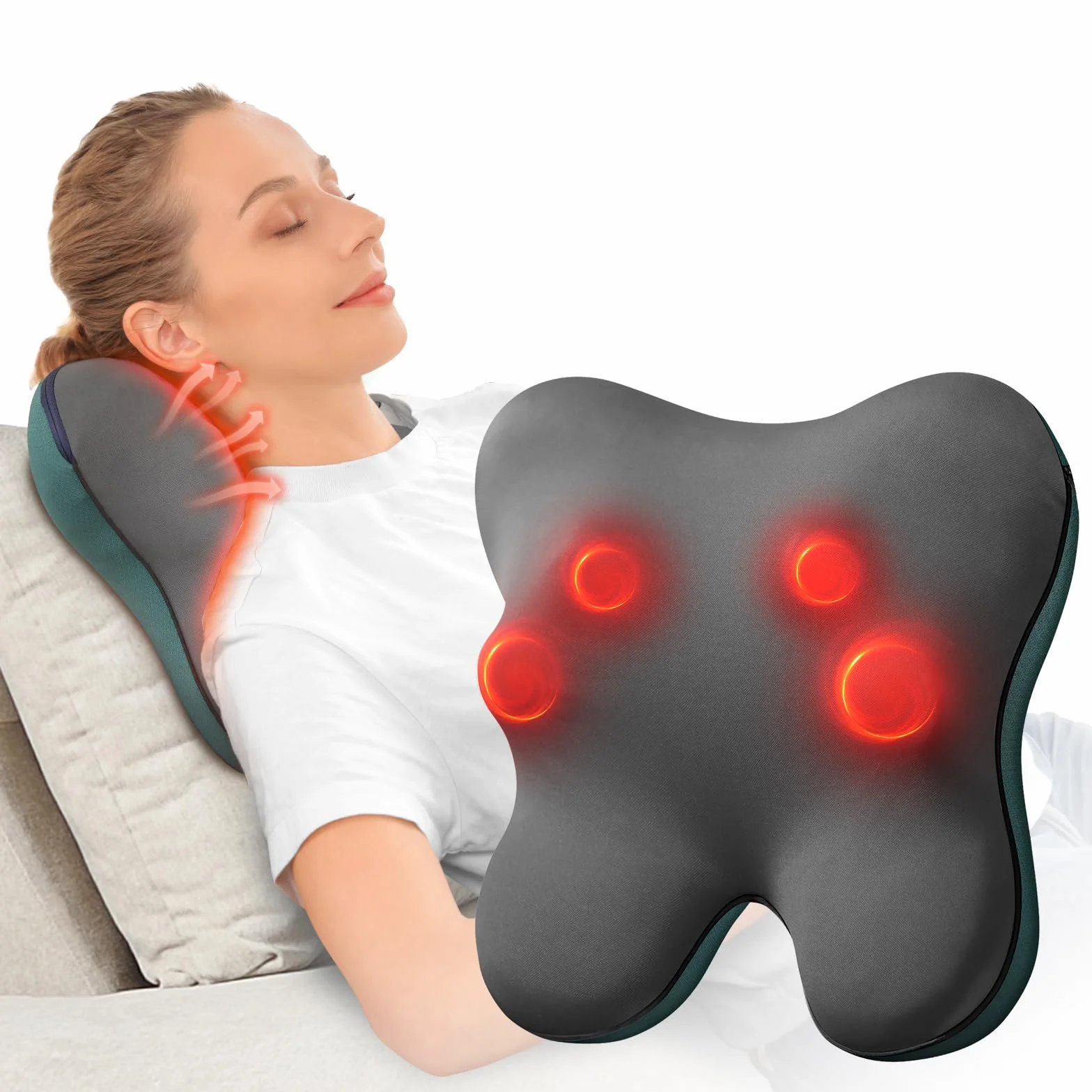 BOB AND BRAD EZBack Masajeador Cervical y de Espalda con Calor, Cojín de Masaje Shiatsu para Cuello, Hombros y Lumbares, Relajación en Casa y Oficina, Regalo Ideal