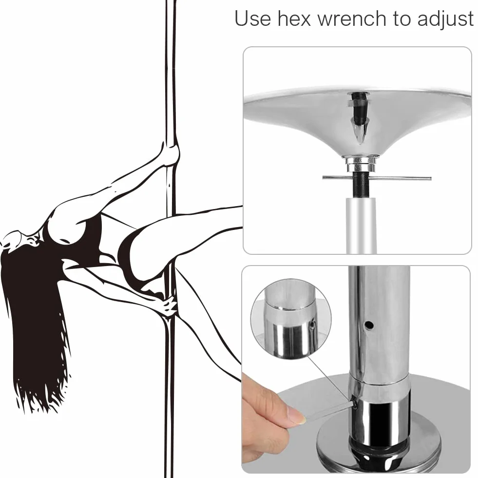 Roluck Pole Dance Tanzstange, 45 mm Durchmesser Einstellbare Länge Professional Stangentanz Set, Tragbar Abnehmbar Tabledance Strip Stange mit Statisch + Spinning-Funktion Roluck…