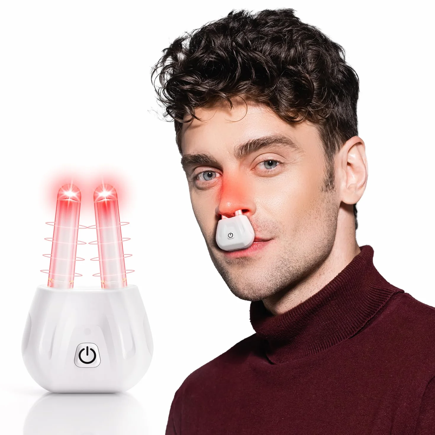 Scienlodic Terapia de nariz con luz roja portátil recargable, terapia de luz roja para nariz, dispositivo de terapia infrarroja nasal para nariz