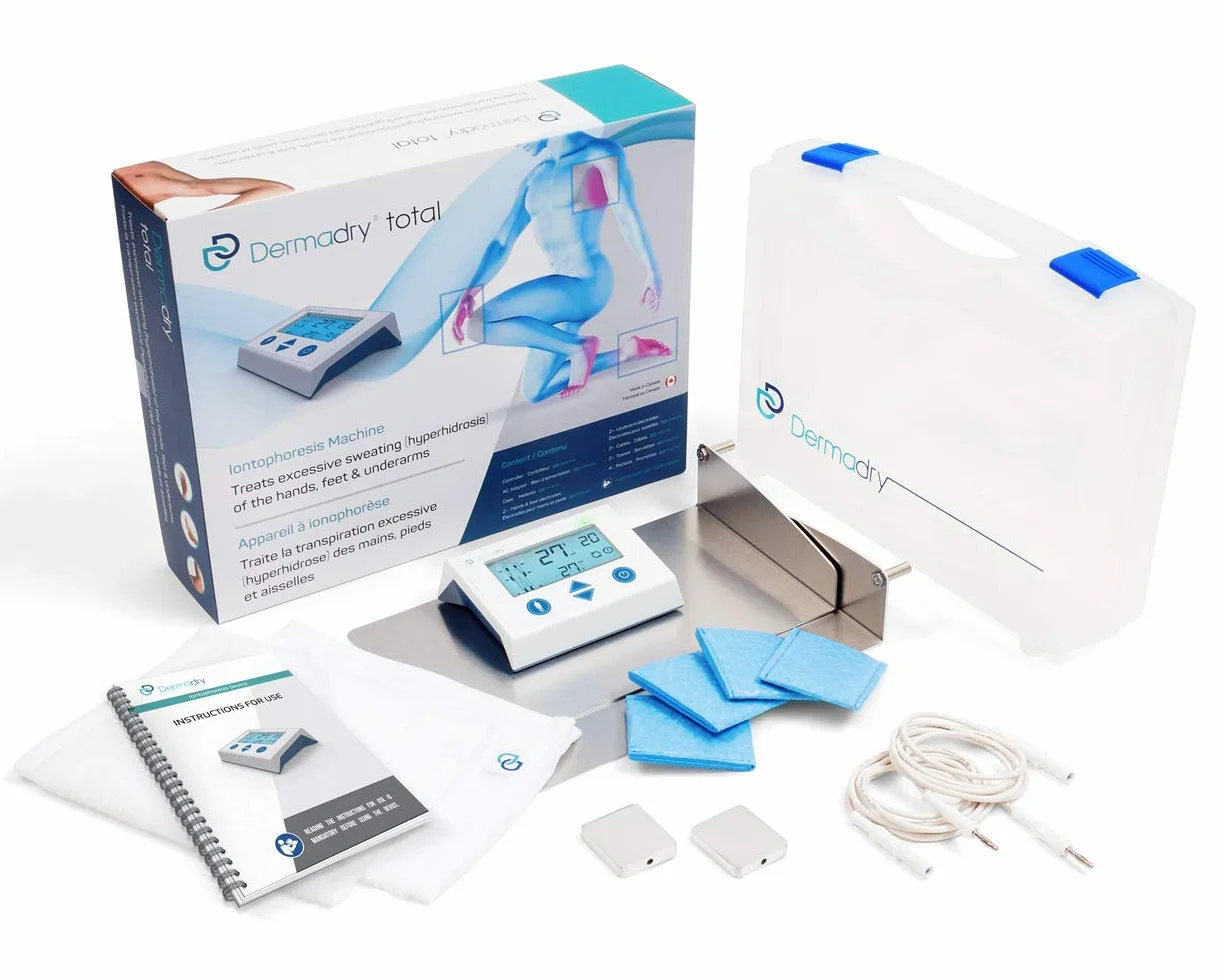 Dermadry Total — Dispositivo de iontoforesis de uso doméstico para la sudoración de manos, pies y axilas