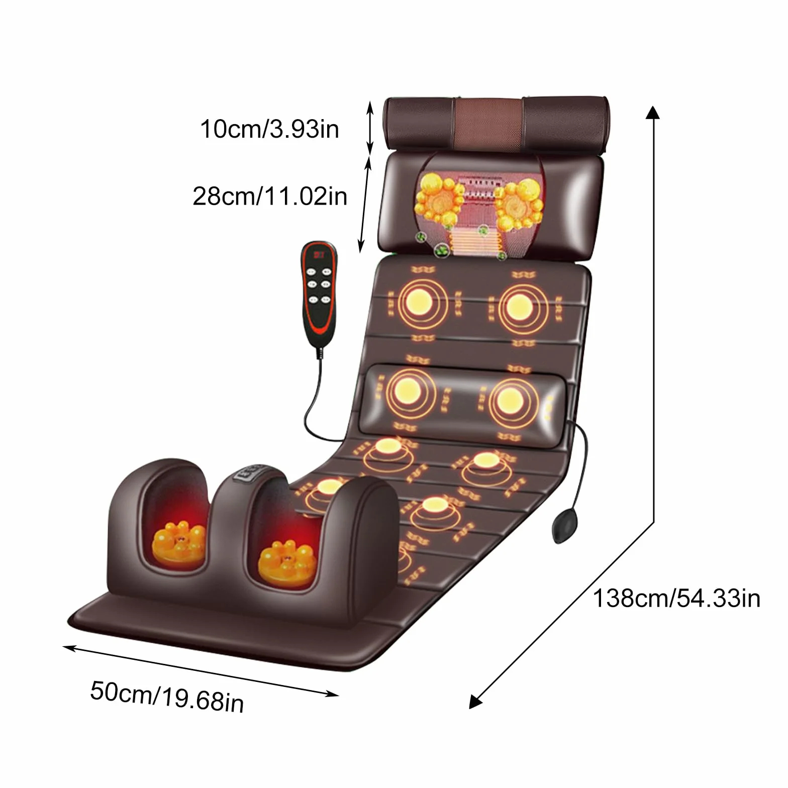 Alfombrilla de masaje con calor, esterilla de acupresión para todo el cuerpo, airbag lumbar ajustable
