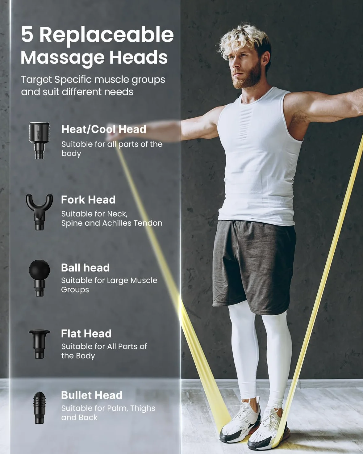 RENPHO Pistola de Masaje Muscular Calor y Frío, Masajeador de Tejido Profundo 3200 rpm