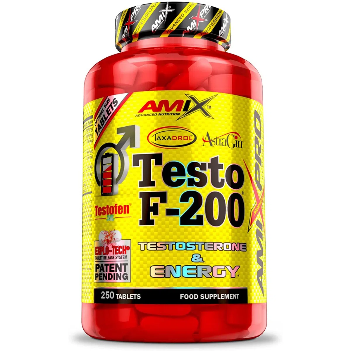 AMIX Testo F-200-250 Tabletas Suplemento Alimenticio Testosterona Fuerza Energía Resistencia