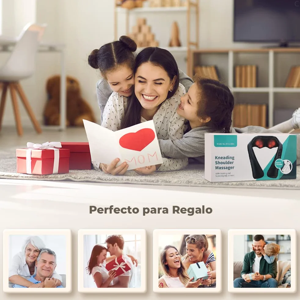 Masajeador de Cuello y Hombros con Calor 4D Shiatsu Cervical y Espalda Intensidad Ajustable