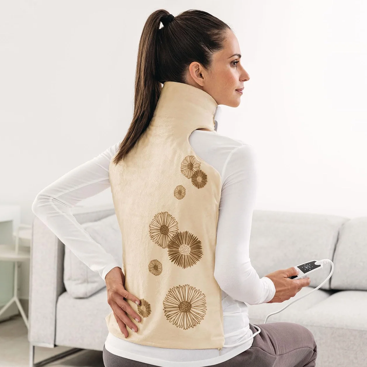 Beurer HK 58 LED Almohadilla cervical dorsal 62x42 cm funda lavable crema