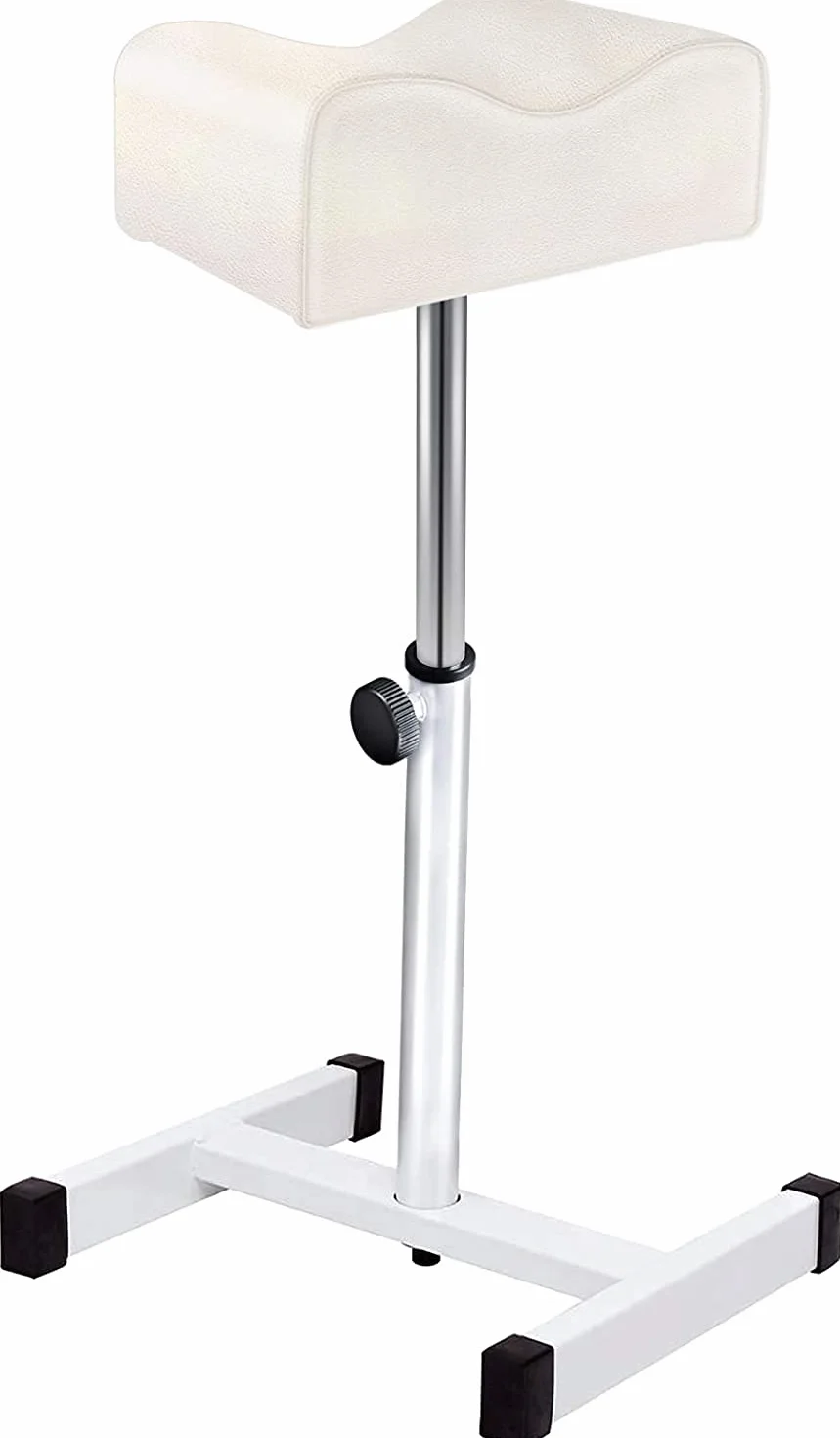 Kalolary Taburete de Pedicura y Manicura con Reposapiés - Altura Ajustable - Soporte para Pierna - Silla de Pedicura (Blanco)