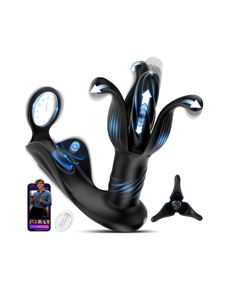 Vibrador de Anal con Anillo de Pene, Plug Anal Estimulador Prostata Juguetes Sexuales Hombre Dildo Vibrador Anal consoladores.. para hombre con 9 Vibración 9 Escalable Modos, APP Control