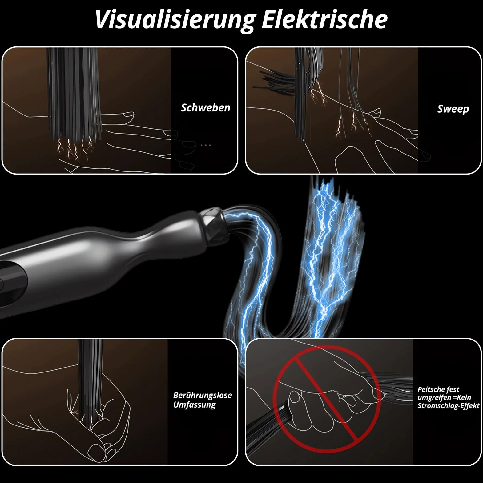 SXOVO Latigo Eléctrico Juguetes Eróticos para Pareja Sexuales - Fusta y Latigo Sexuales con 5 Niveles Intensidad Descarga, Fusta Eróticos para Esclava Azotaina, BDSM Juguetes Sexuales Mujer Hombre