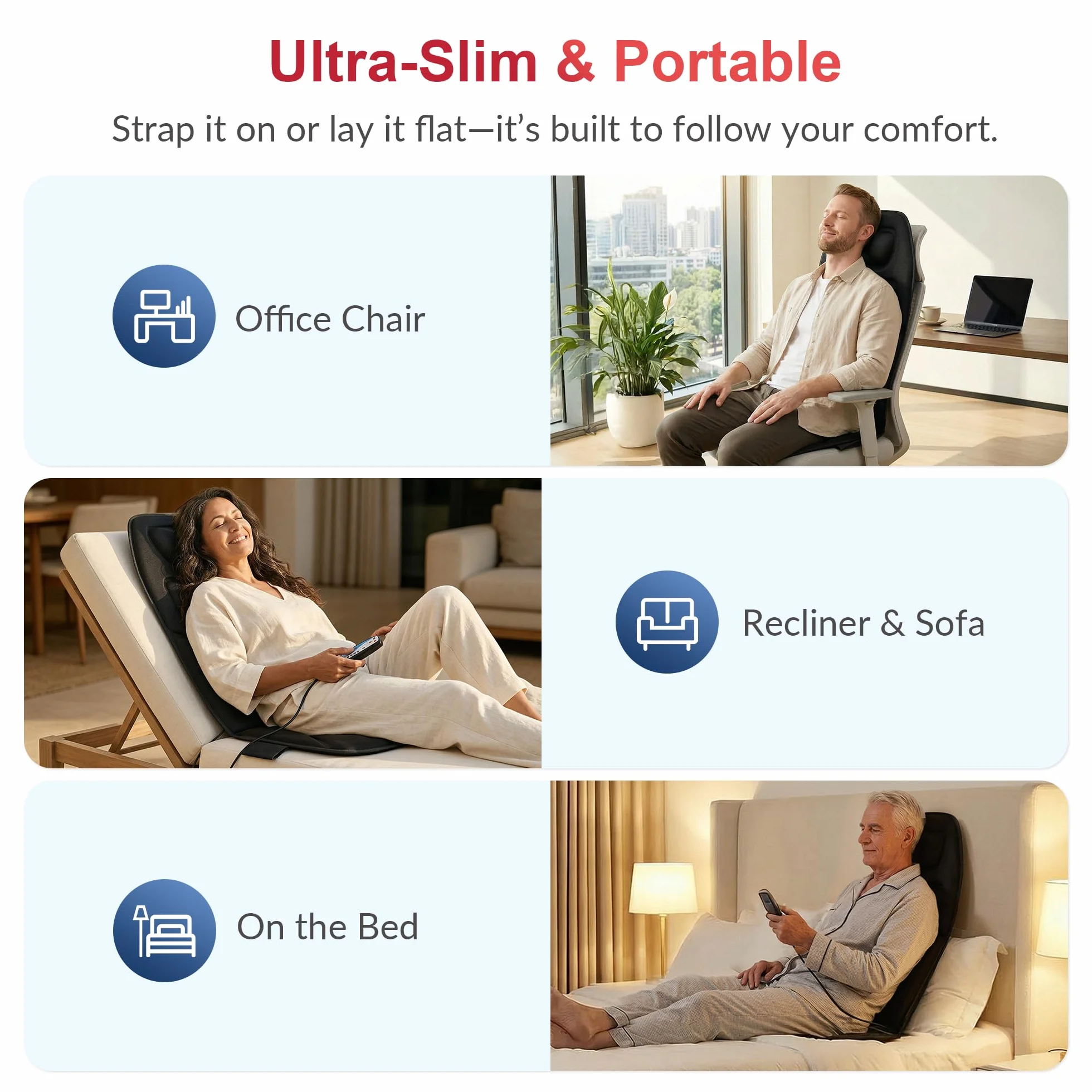 COMFIER Asiento de Masaje Eléctrico 10 Motores Vibrantes Almohadilla Térmica 2 Terapias Apagado Automático