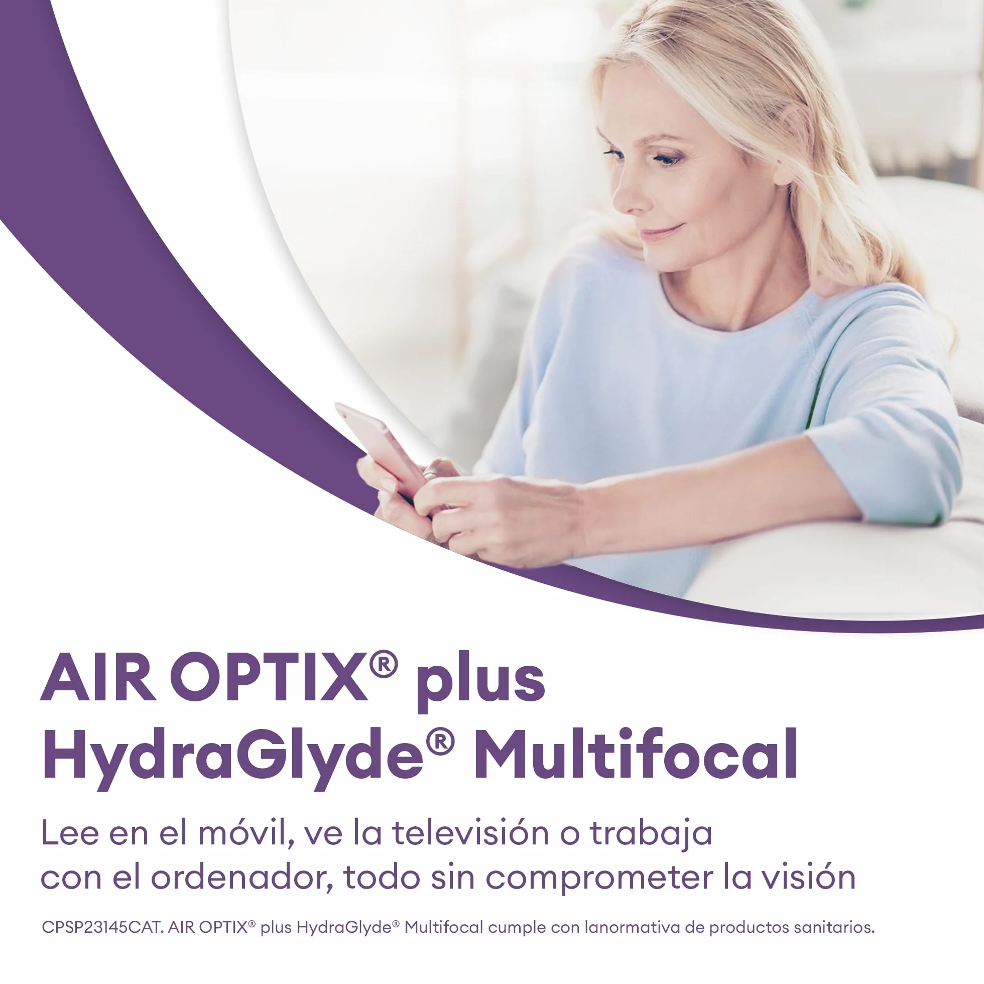 Air Optix plus HydraGlyde Multifocal Lentes de Contacto Progresivas Reemplazo Mensual Pack 6 R 8.6 mm D 14.2 mm Adición Baja +5.75 Dioptrías
