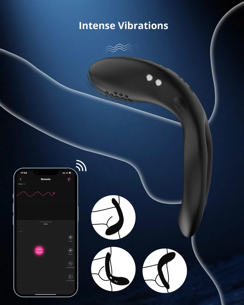 LOVENSE Diamo Anillo Vibrador Pene con Control Remoto Bluetooth App, Vibradores a Distancia para Masculino, Patrones de Vibración Personalizados Ilimitados