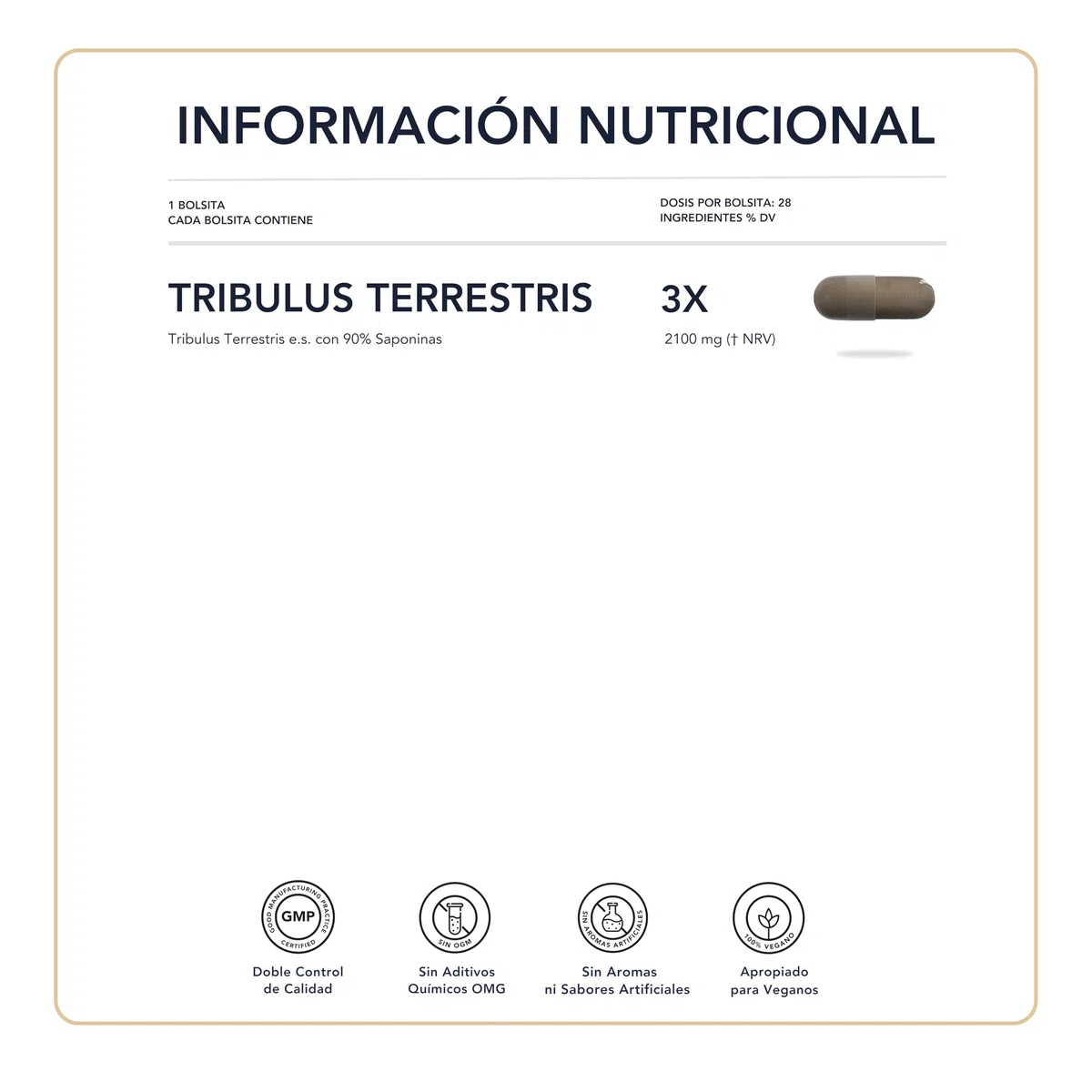 Tribulus Terrestris 2100 mg Puro 90% Saponinas - Energía Resistencia Bienestar Masculino 2 Meses 56 Dosis
