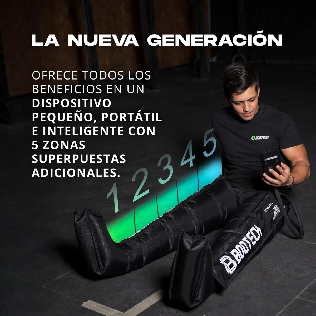 Botas de Masaje de Compresión de Piernas Inalámbricas con APP, Presoterapia de 5 Cámaras Superpuestas para Circulación, Drenaje Linfático y Recuperación Muscular, Batería 3H(L:desde180cm)