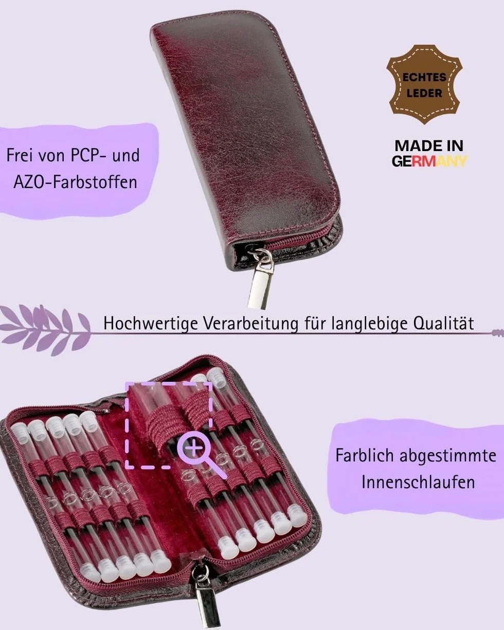 Homeopatía - Botiquín clásico con 20 cristales transparentes para glóbulos de piel burdeos