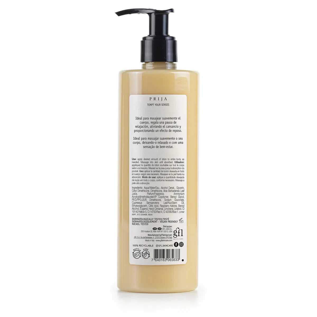 Prija - Loción de Masaje Producción Italiana - Aroma de Ciprés, 380 ml x3 - Fórmula Hidratante y Calmante, Dermatológicamente Testada