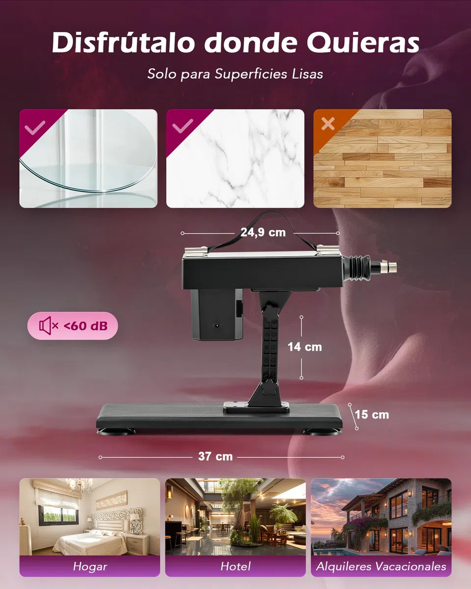 SENSUA Máquina Sexual Automática con Empuje, 5 Consoladores y 2 Barras de Extensión, Ajustable para Sexo Vaginal, Anal y Masturbación, Ideal para Mujeres, Hombres y Parejas