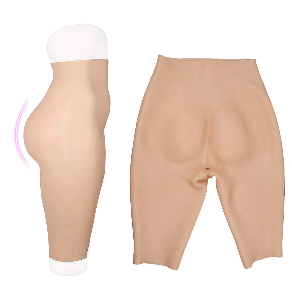 Vagina Falsa de Silicona Crossdresser Cintura Alta Pantalones de Cuatro Esquinas Ombligo Abundantes Nalgas (2-Asian Yellow,with Vagina)