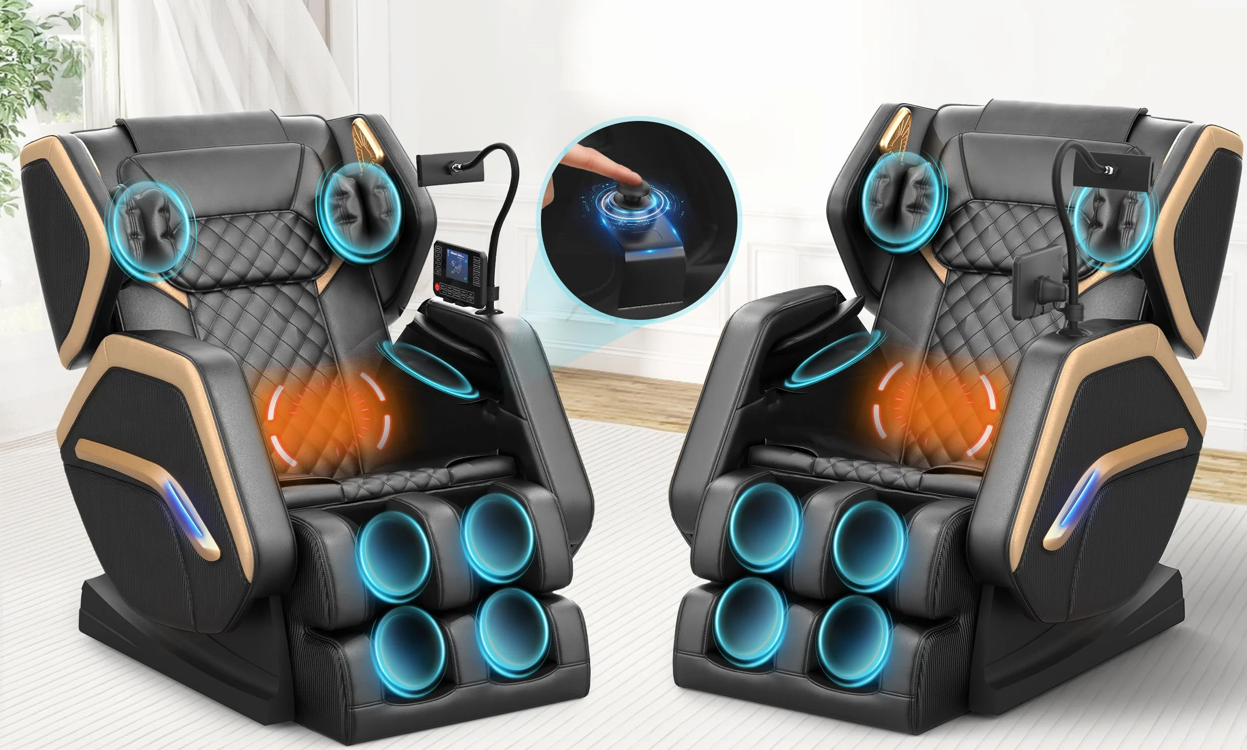 Sillón de Masaje para Todo el Cuerpo, 14 Rodillos, Calefacción, Masaje de Pies, 8 Airbags, Bluetooth, Mando a Distancia