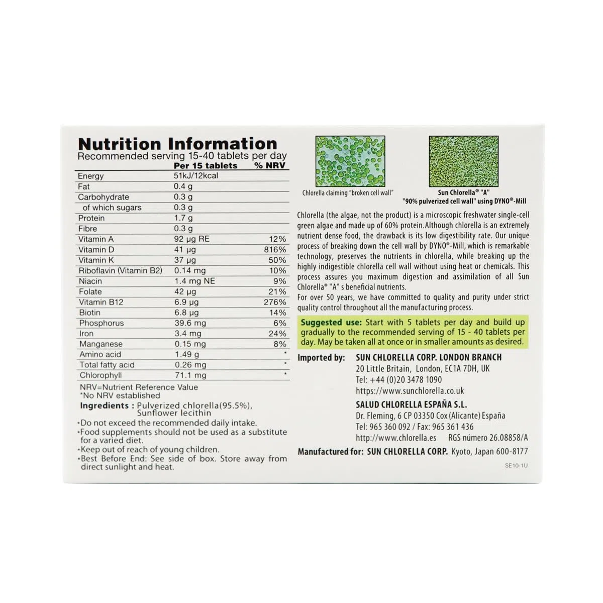 Sun Chlorella A - Pack of 1500 Tablets