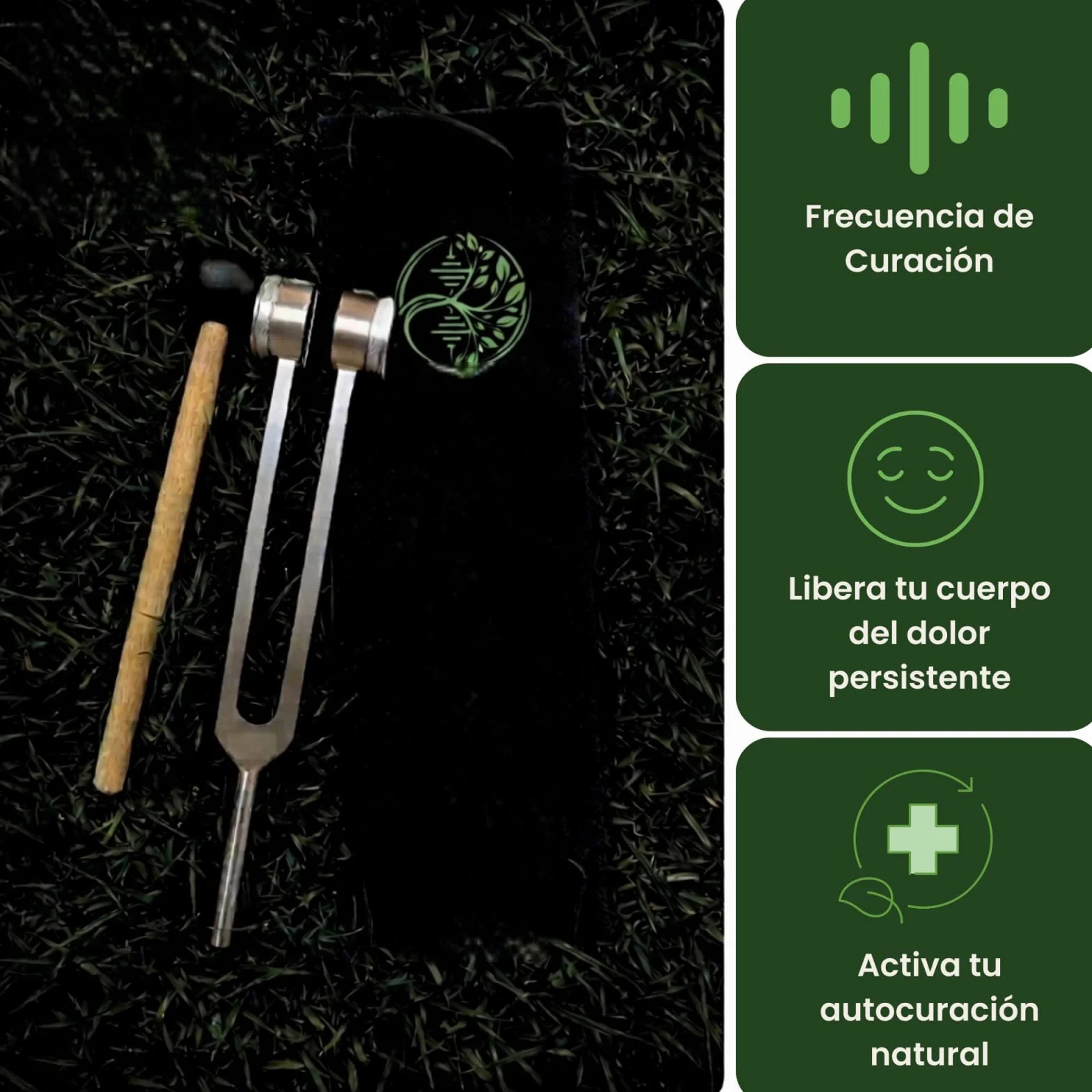 Lumyra Diapasón de Aluminio 128Hz Juego Completo con Martillo de Silicona
