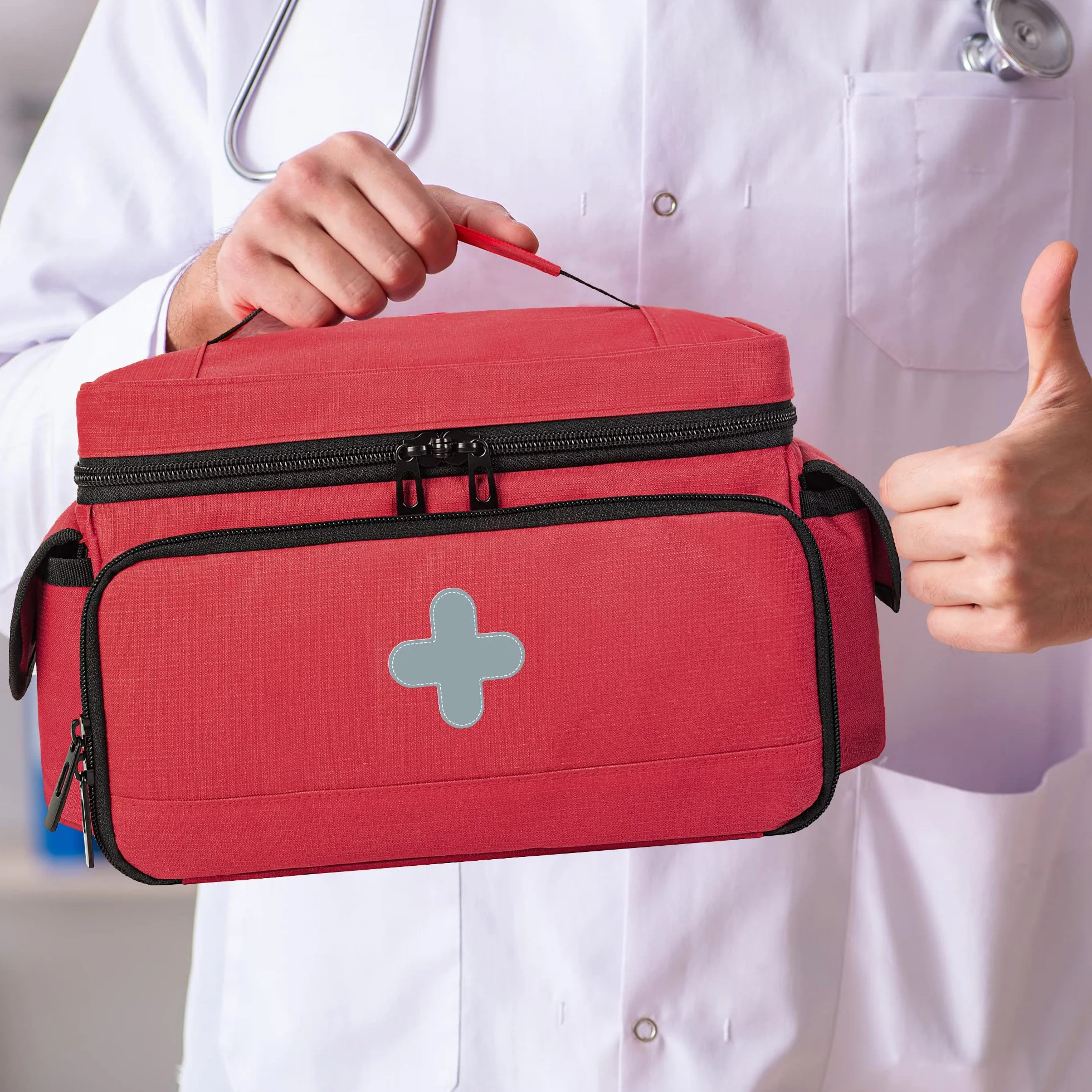 CURMIO Bolso pequeño de primeros auxilios vacío, organizador kit familiar para viajes y hogar