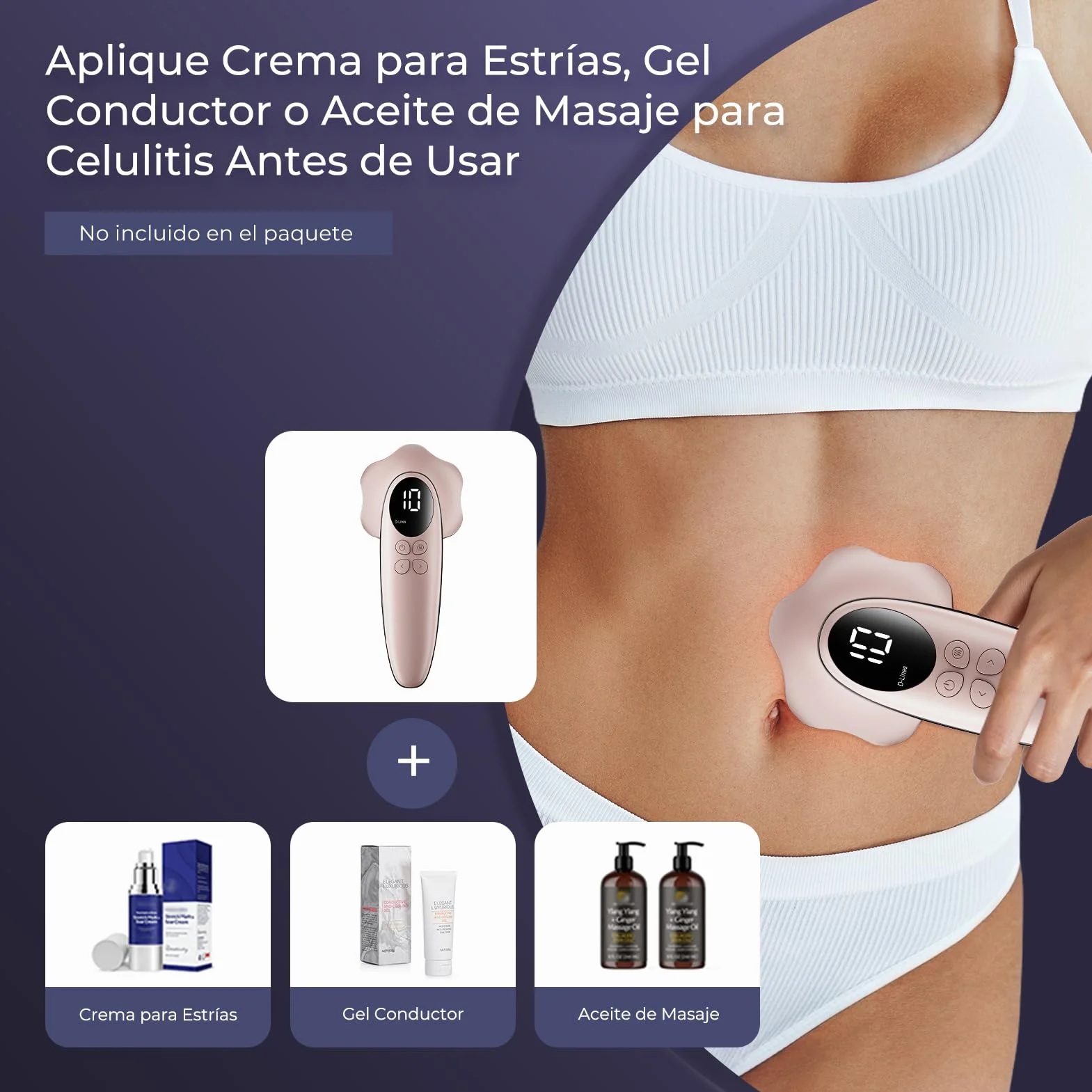 Masajeador Anticelulítico Profesional Eléctrico para Mujeres y Hombres, Oro Rosa