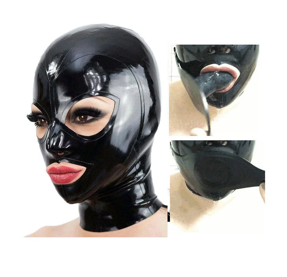 Látex Cabeza Cubrir con tapón de boca,Látex Máscara De Cabeza Capucha De Goma Cabeza Cubierta Para Cosplay Fiesta Ropa De Club