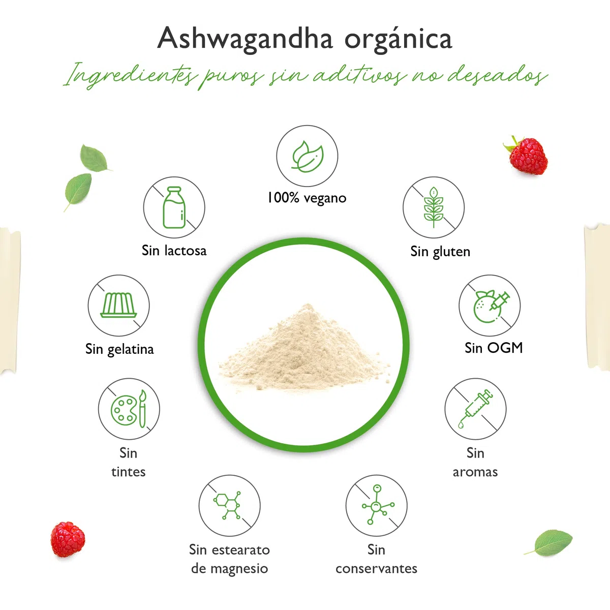 Raíz de Ashwagandha orgánica en polvo 600g - 100% genuina Ashwagandha india (Withania Somnifera) de cultivo orgánico controlado - Vegano