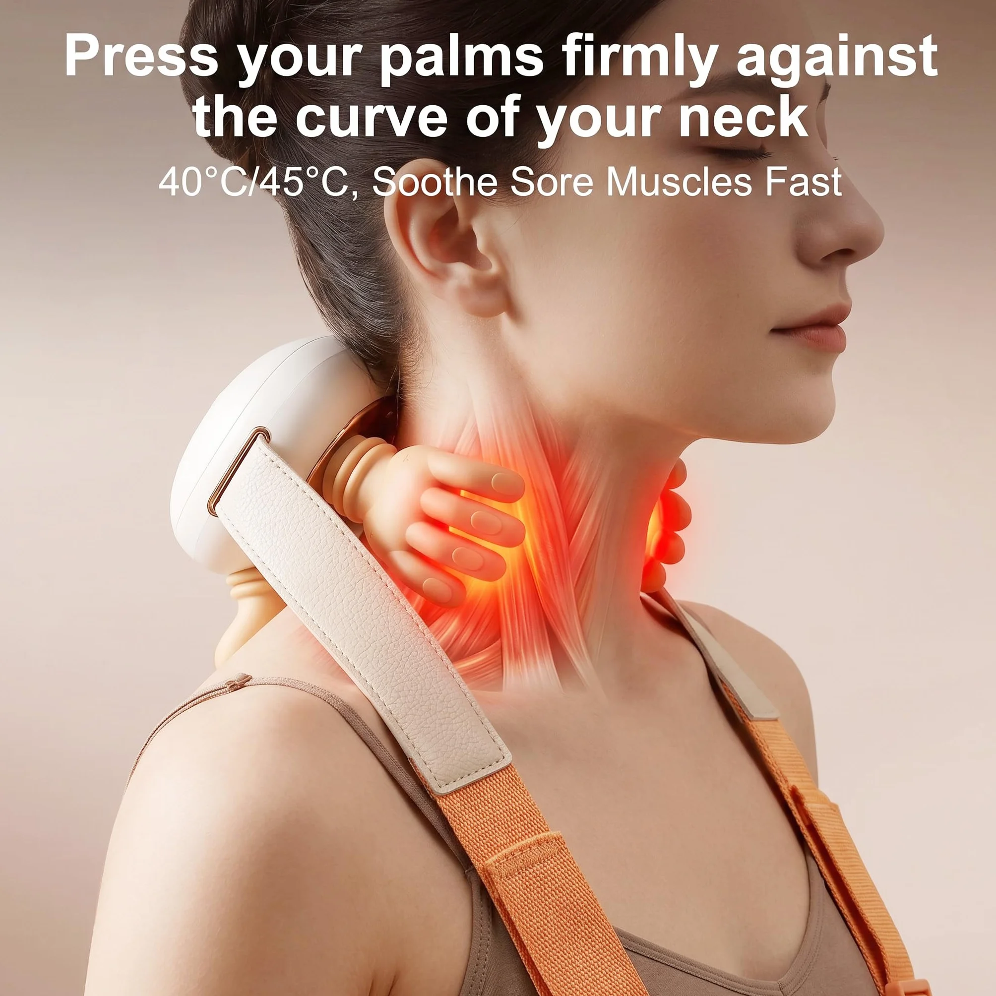 Masajeador Cervical Recargable USB, 3 Intensidades 2 Niveles Calor 40-45°C, Inalámbrico