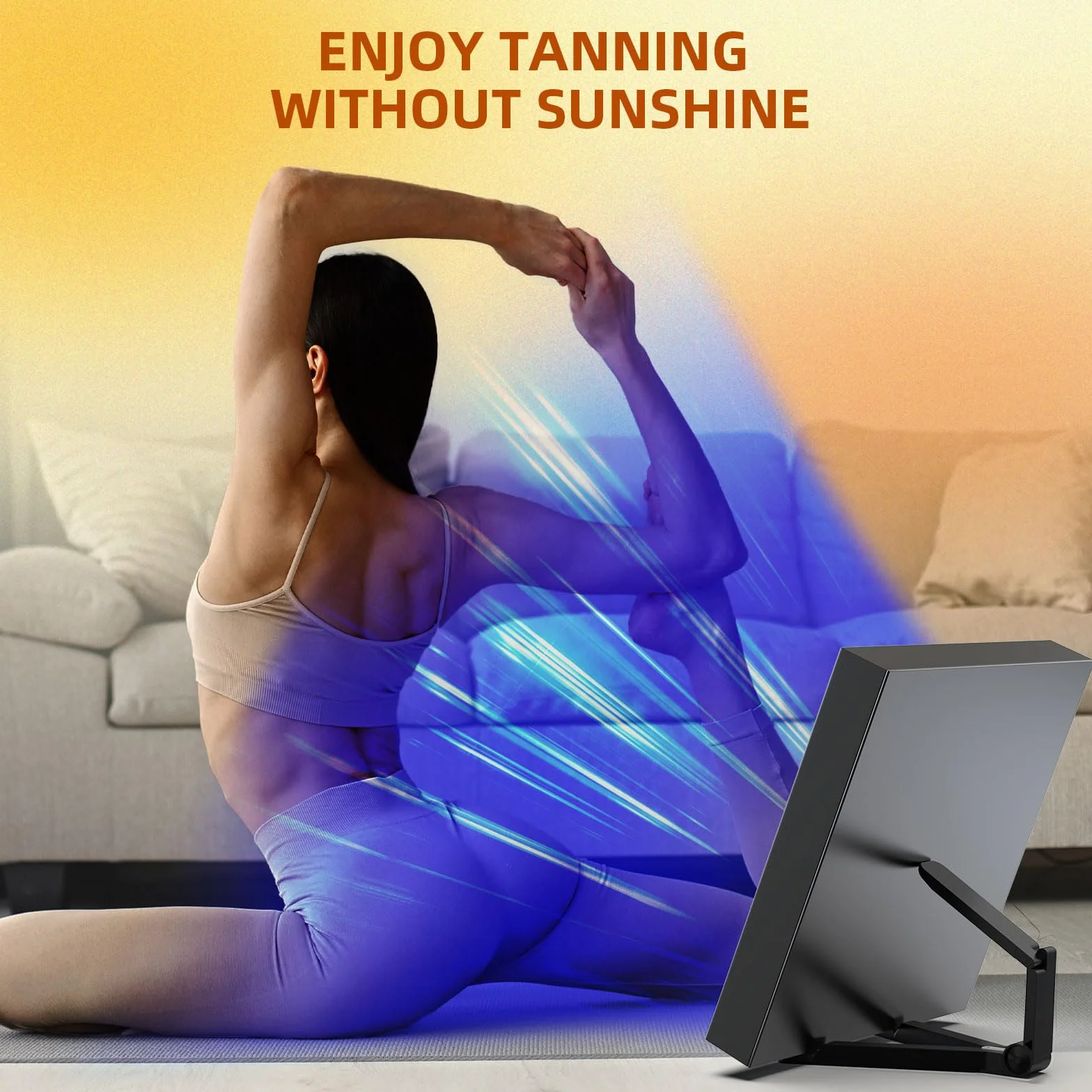 Lámpara de bronceado facial 460 NM 225 unidades soporte ajustable gancho colgante negro