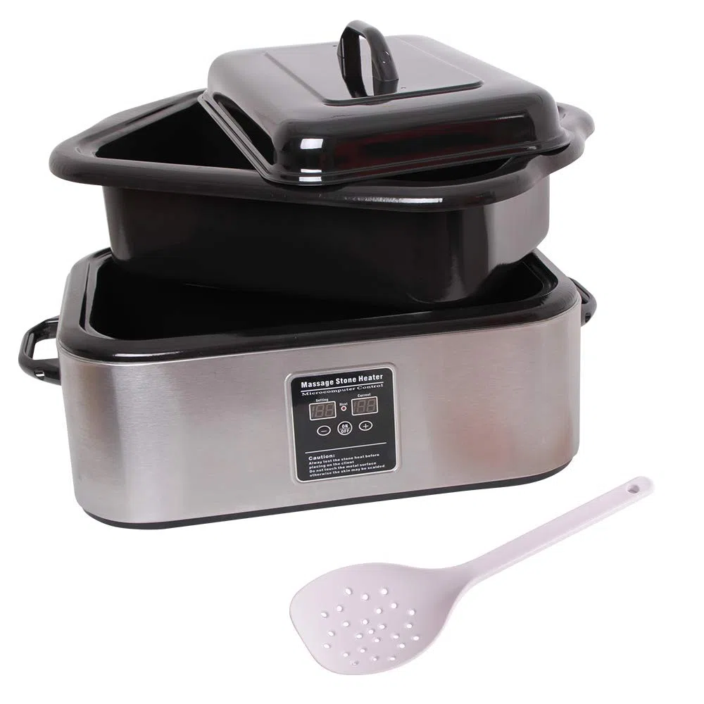 Hot Stone - Masajeador térmico (18 L, incluye 64 piedras) | Juego completo que incluye 64 piedras