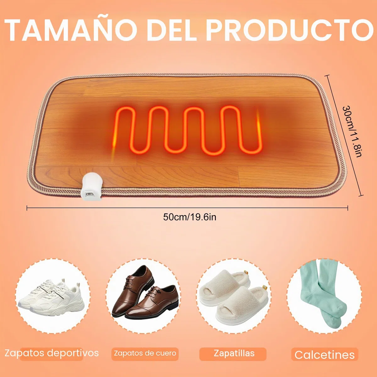 Calefacción Eléctric Calentador de pies, Calienta Pies Electrico Térmicos con Interruptor de Pie, Almohadilla Térmica Eléctrica, Calentadores de Pies Eléctrico para Oficina Hogar, 230V, 50*30cm