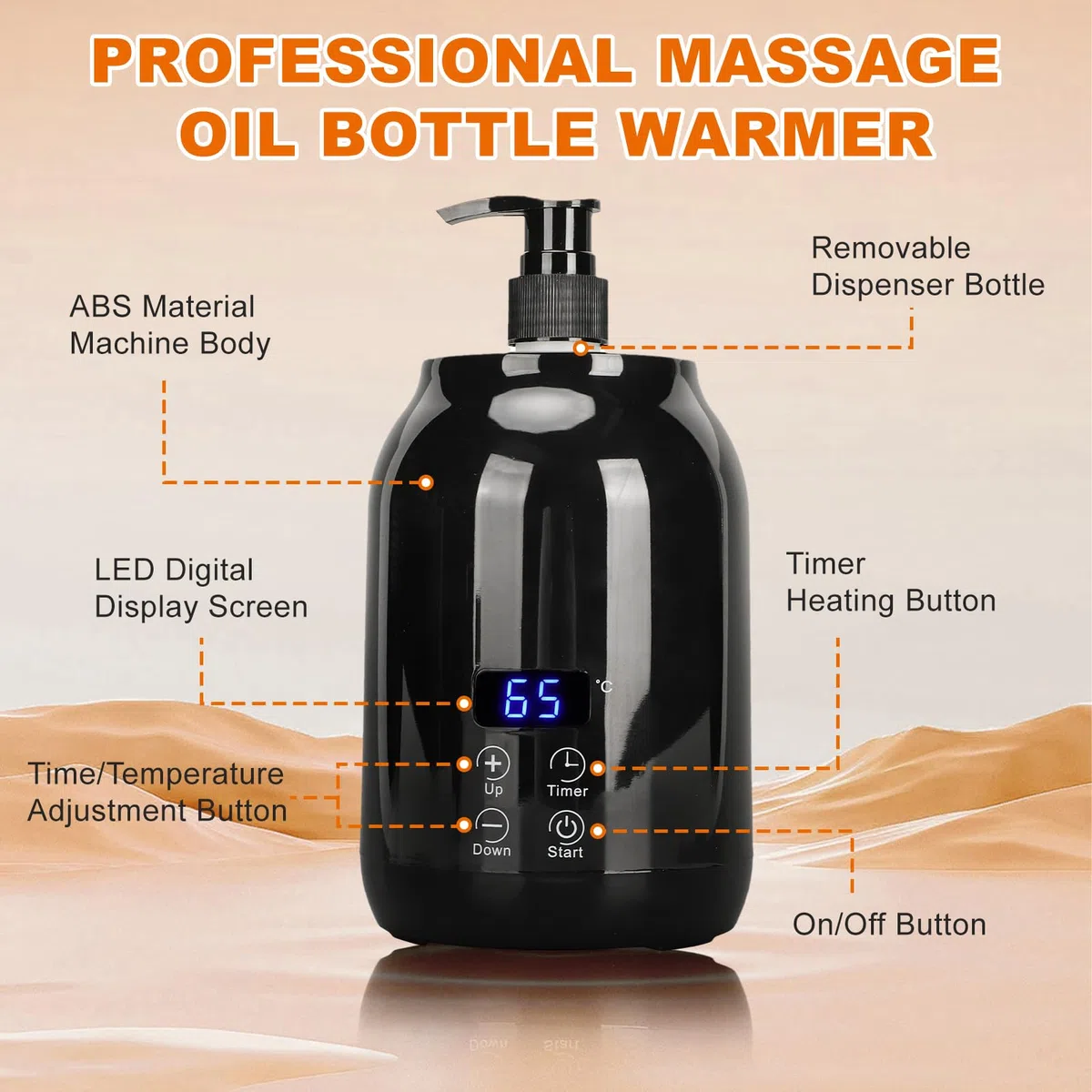 Calentador de Aceite de Masaje, Calentador de Loción de Masaje, Calentador de Aceite Esencial, Loción de Aceite Caliente, Calentador Aceite Masaje Pantalla, LED Control Táctil Ajuste, Negro(EU)