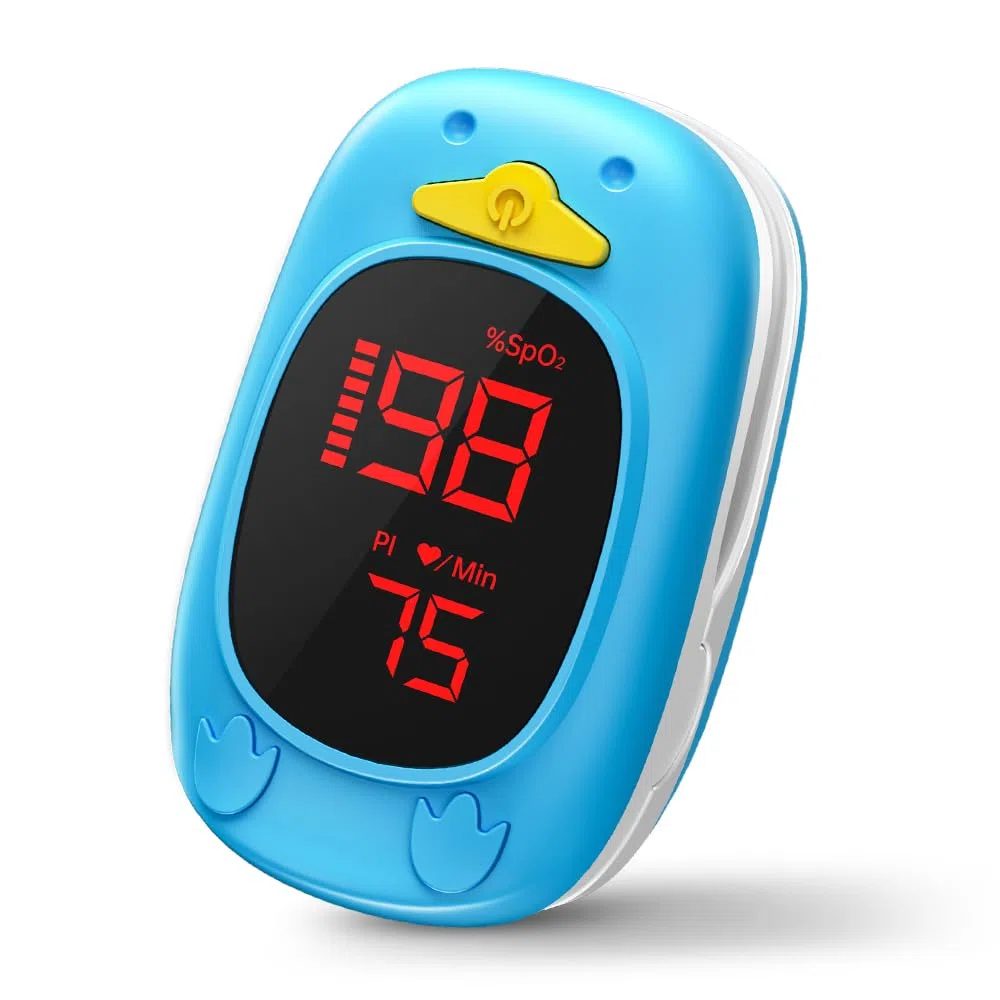 Pulsioximetro Pediatrico, HOLFENRY Oximetro Dedo Profesional Para Niños& Adulto Oximetro Pediatrico Bebe con Pantalla LED para Monitorizar Oxigeno en Sangre,Frecuencia Cardiaca y PI En Casa y De Viaje