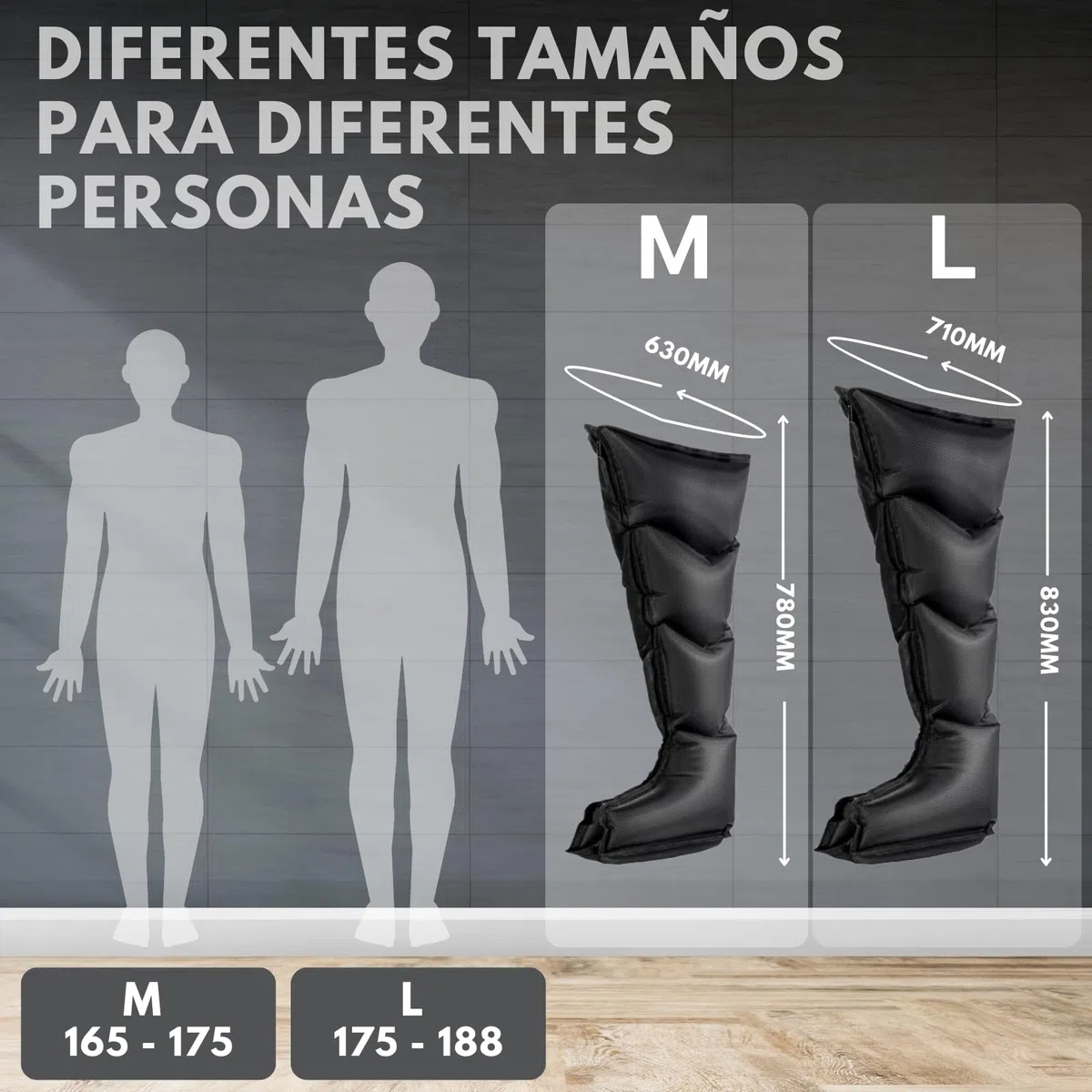 Presoterapia para Casa, Masajeador de Piernas Inalámbrico y Recargable, Botas de Compresión para Circulación, Recuperación Muscular, Drenaje Linfático y Celulitis, Batería de 4H (L)