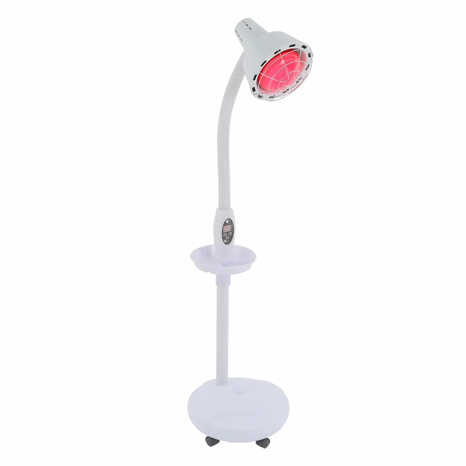 Lámpara de infrarrojos, lámpara de luz roja, lámpara terapéutica 275W | Rotación de 360° y ajuste de altura de 49-63 pulgadas | Emisor de calor 0-115°C + temporizador de 5-60 minutos para aliviar