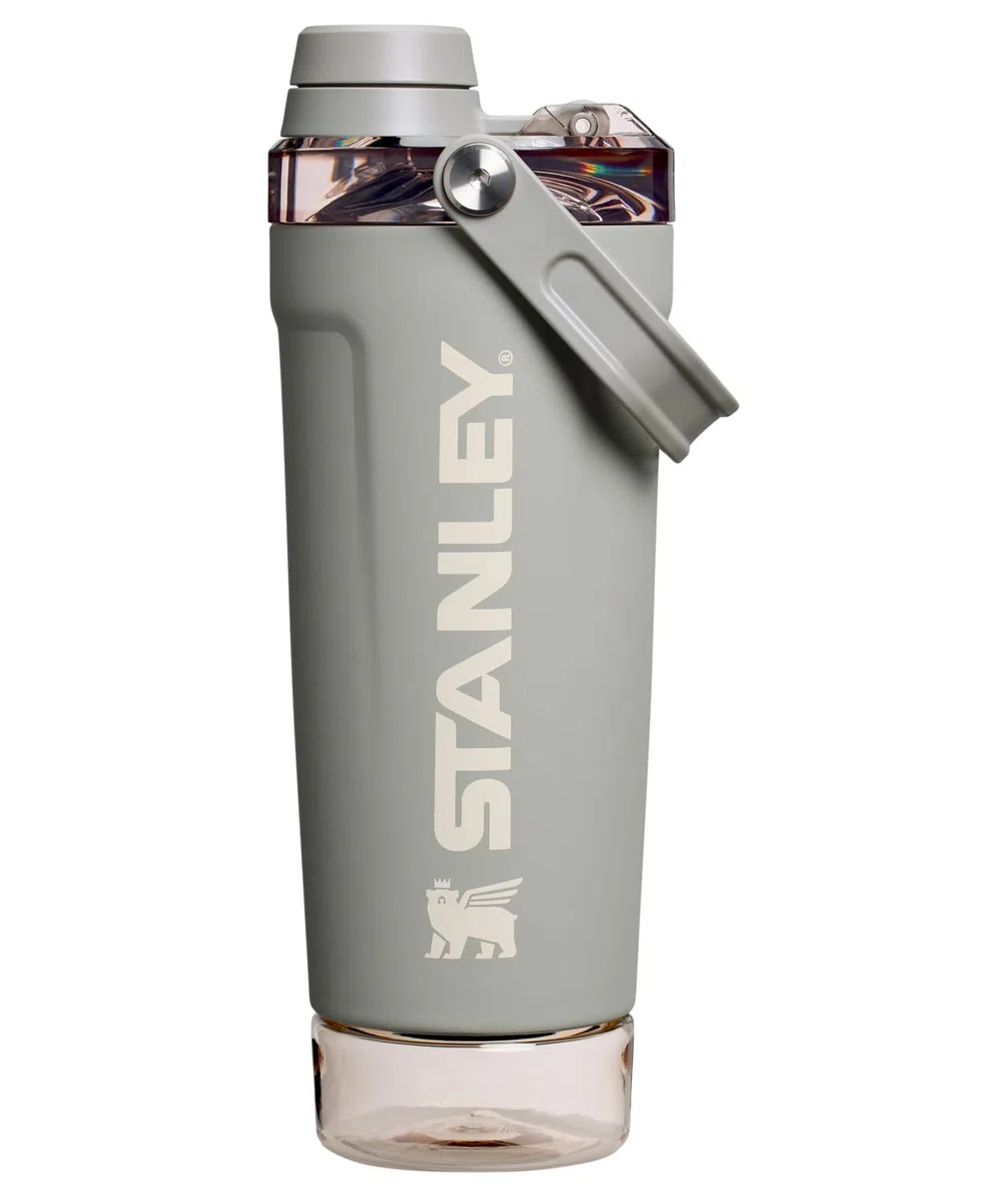 Stanley Activate - Botella mezcladora de 20 onzas, vaso agitador de acero inoxidable aislado a prueba de fugas, almacenamiento base y tapa de flujo rápido giratorio, batidos de proteínas y polvo para