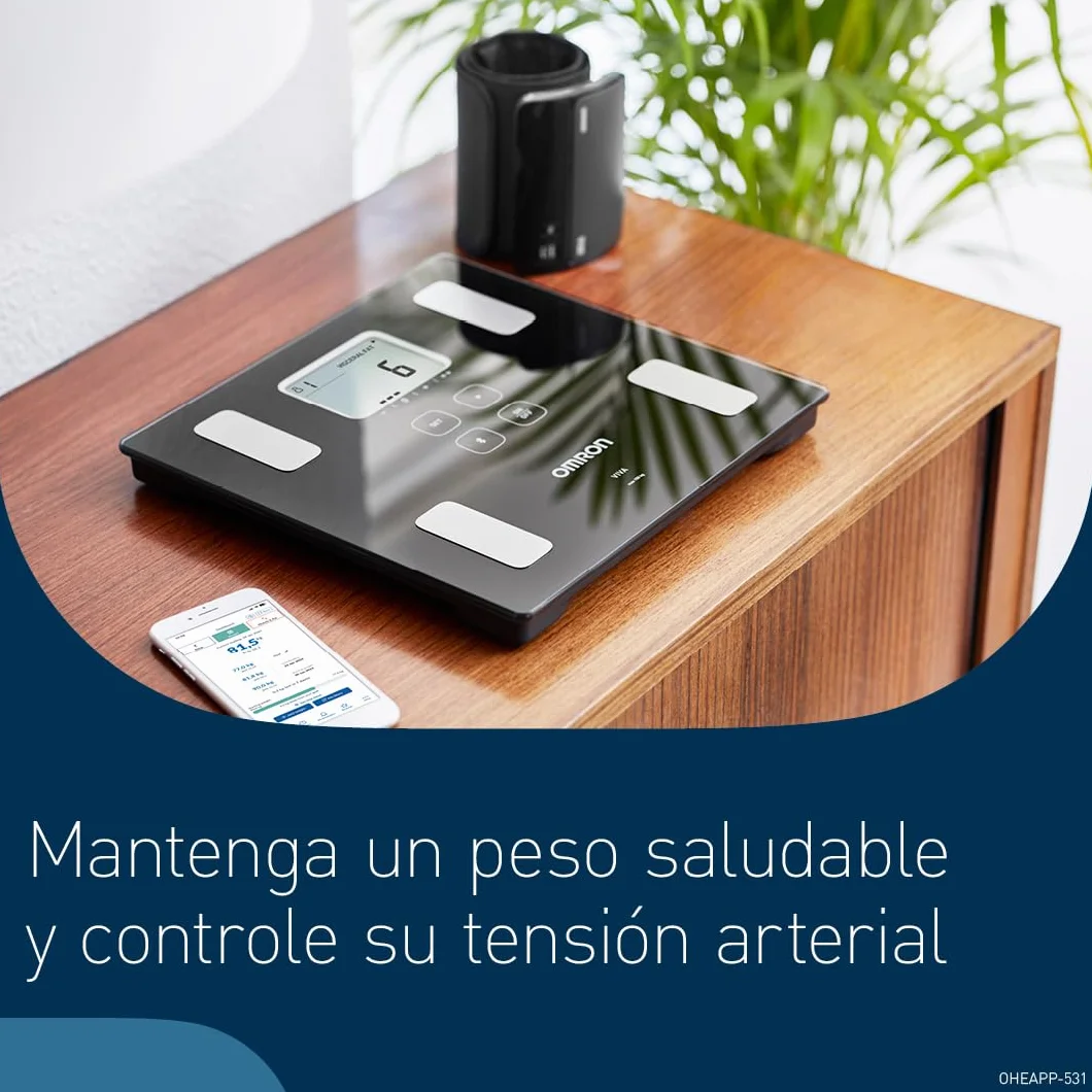OMRON VIVA - Báscula inteligente y monitor de composición corporal con medición de peso, grasa corporal, grasa visceral, músculo esquelético, metabolismo basal e IMC