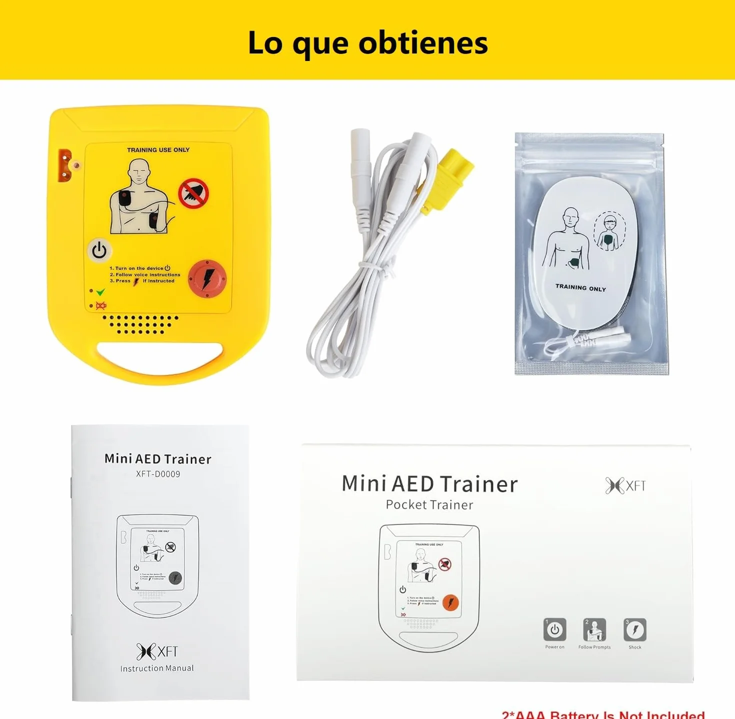 Mini AED Trainer Desfibrilador Entrenamiento Español Formación SBV DESA Principiantes (XFT-D0009)