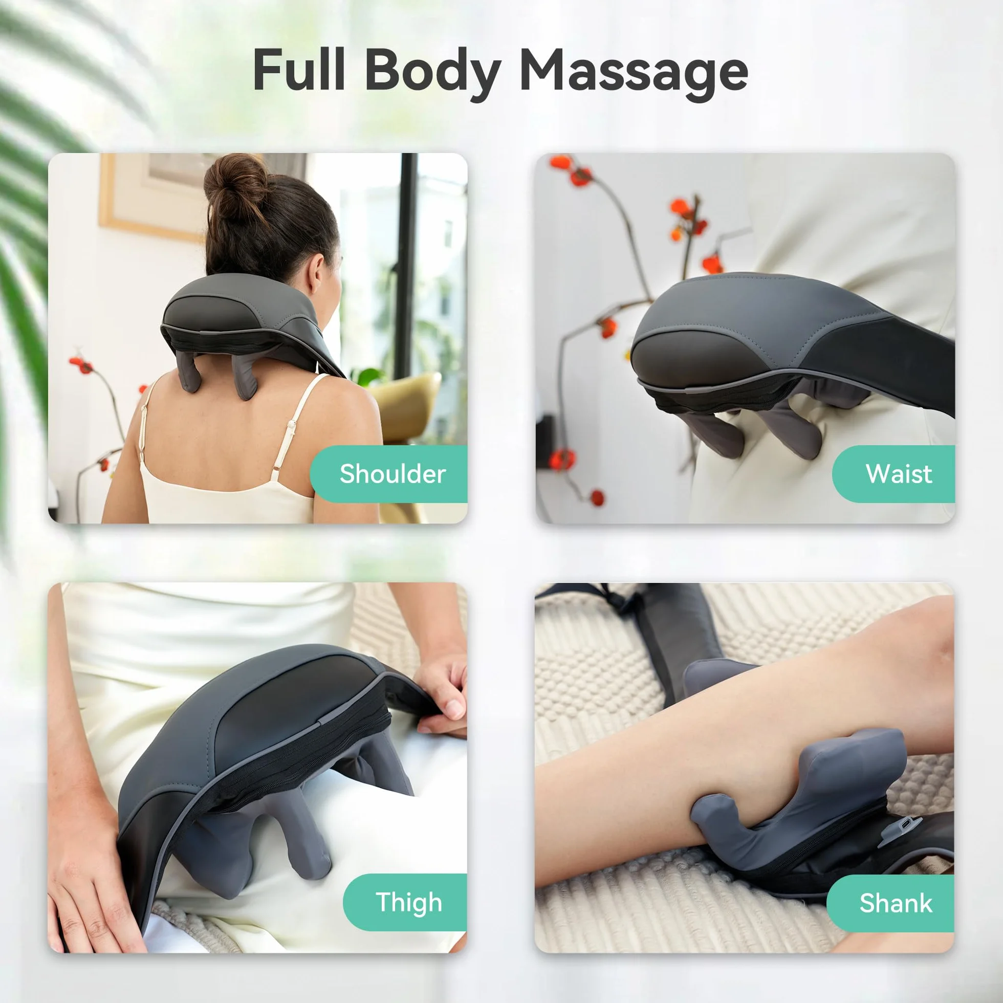 Snailax Masajeador Cervical y Espalda con Calor, 4D Shiatsu Inalámbrico de Cuello